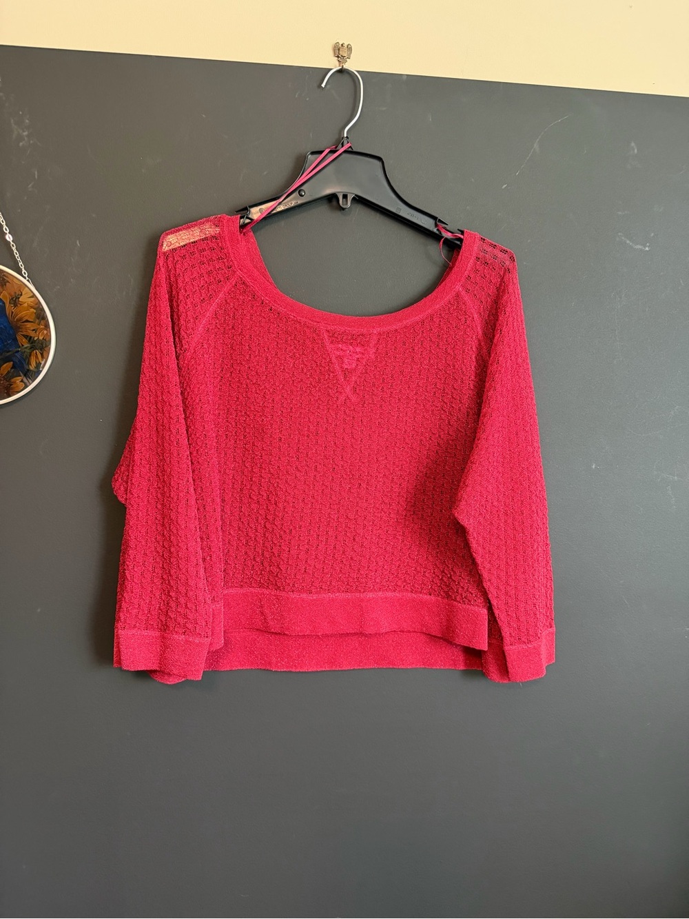 Betsey Johnson Red Knit Pullover Sweater. Size Large